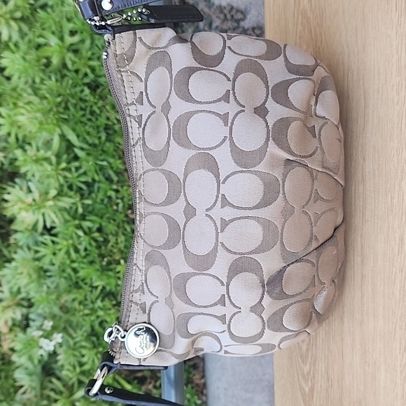 Coach Khaki Signature Sateen w/Front Pocket Top Zip Crossbody Bag - Picture 1 of 15